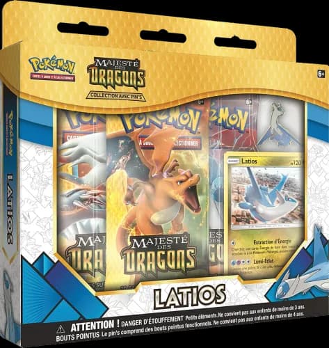 Collection avec pin’s Latios · Majesté des Dragons